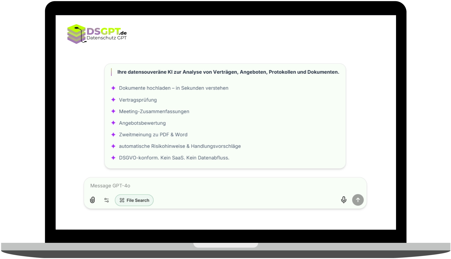 DSGPT – internes, DSGVO-konformes GPT auf dem Laptop