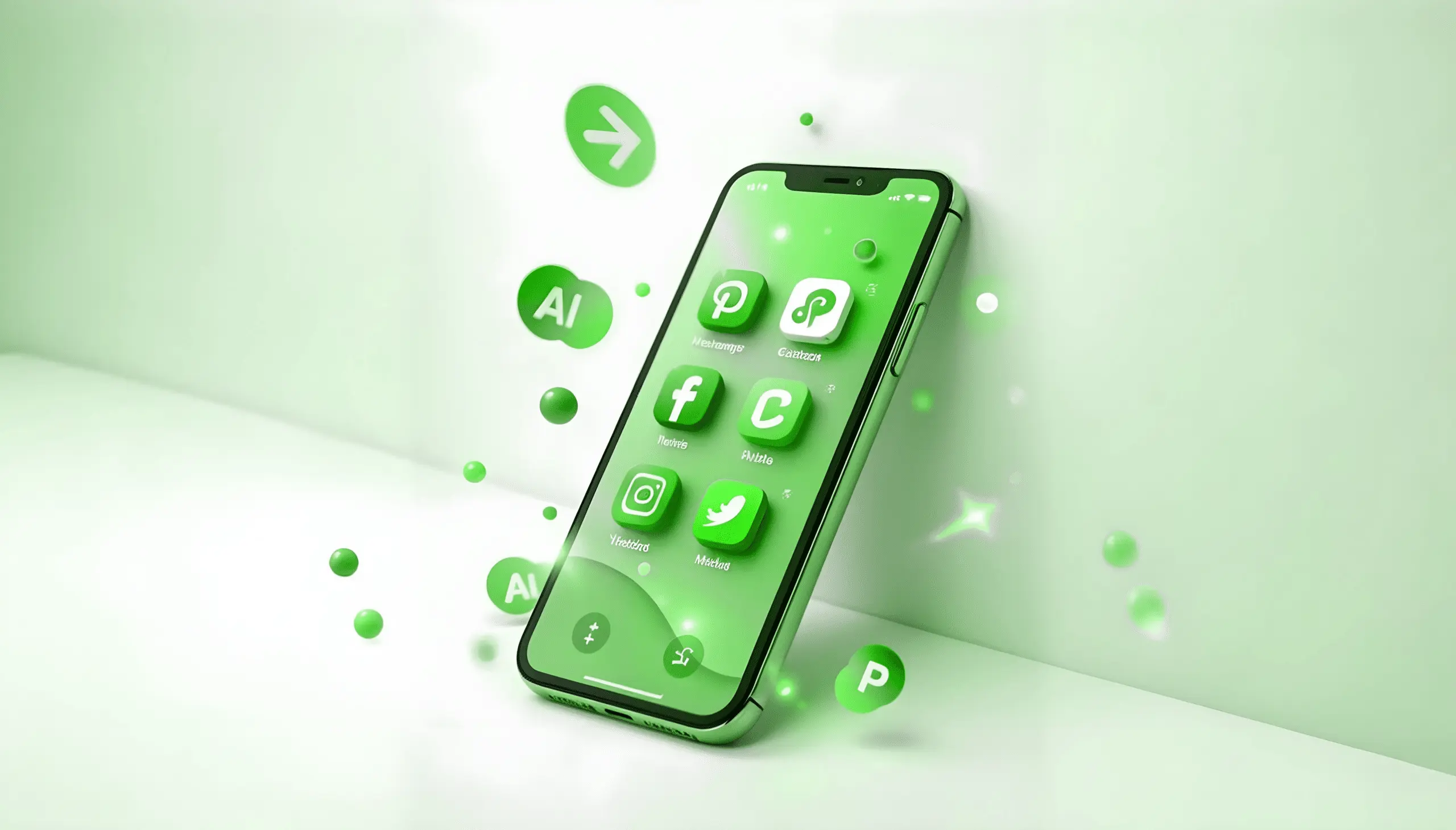 Ein Smartphone mit verschiedenen Icons, unter anderem von Facebook, Twitter und Instagram.