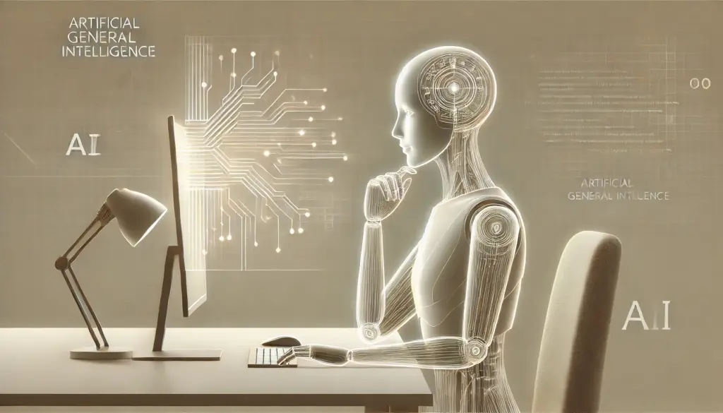 Ein Roboter der in einen bildschirm schaut und eine pose zum nachdenken macht